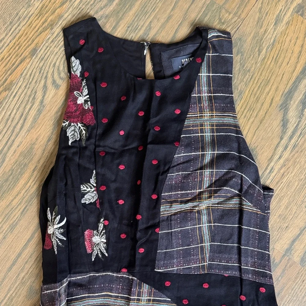 Maeve Black and Red Floral Plaid Midi Dress - Picture 5 of 9